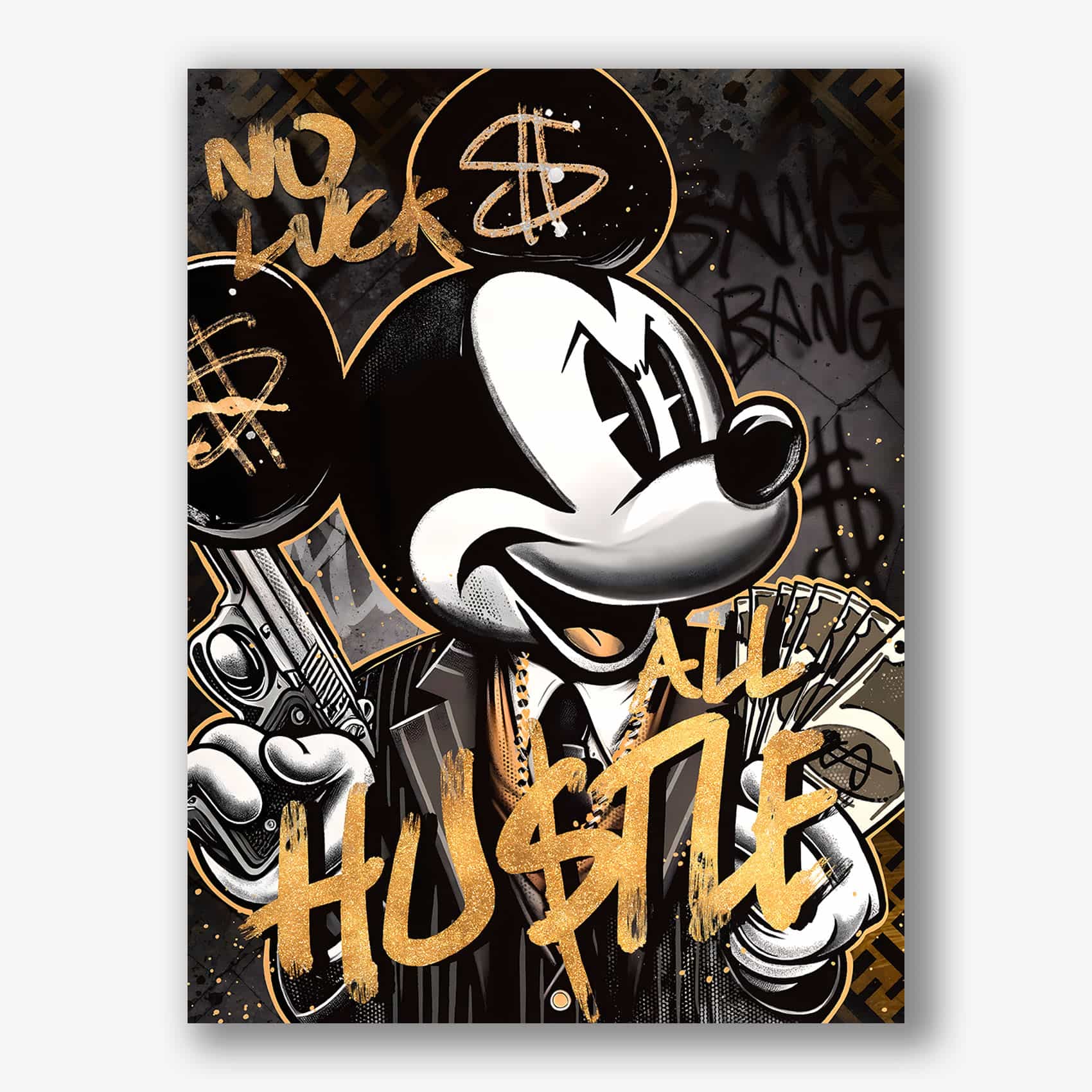 canvas schilderij mickey mouse in gangster vibes