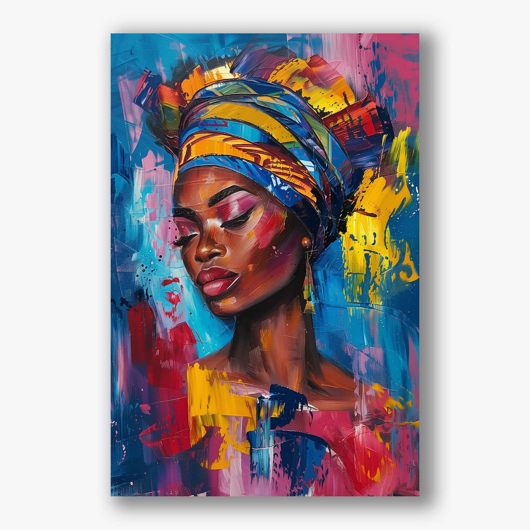 schilderij van vrouw met gesloten ogen