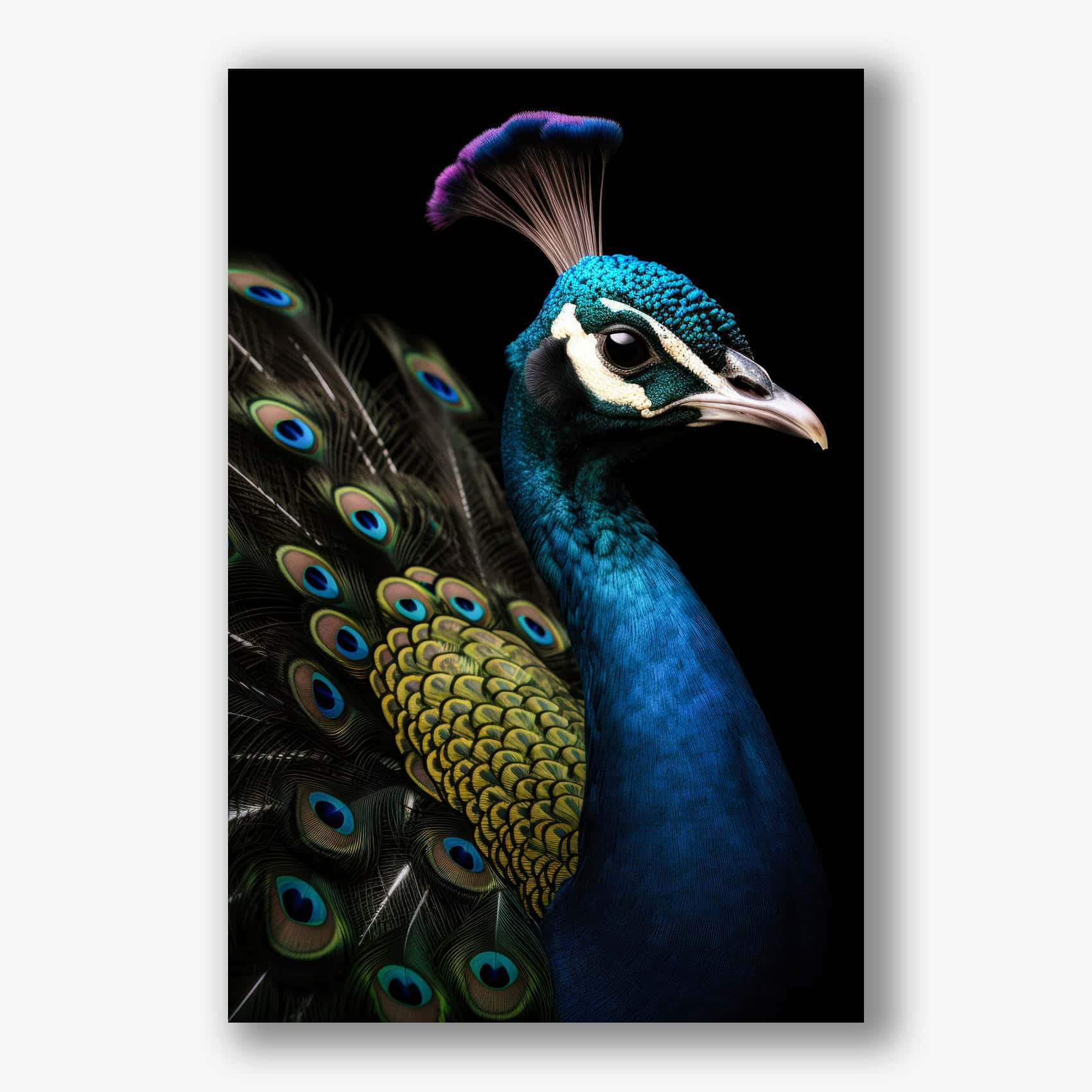 Kleurrijke wanddecoratie van een pauw op canvas, perfect voor modern interieur.