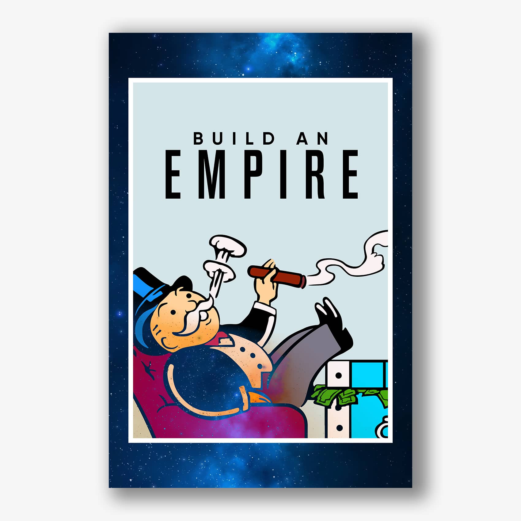 Stijlvol Build an Empire schilderij als muurdecoratie op canvas.