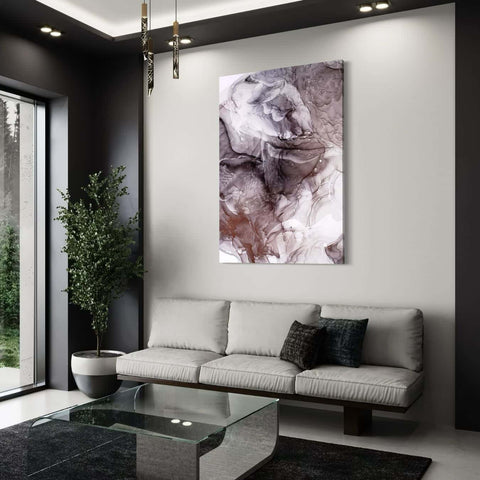 abstract dibond schilderij in witte woonkamer