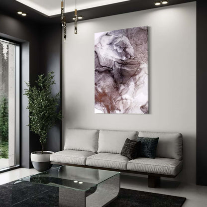 abstract dibond schilderij in witte woonkamer