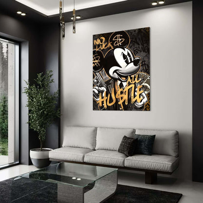 dibond maffia wanddecoratie mickey mouse in wit interieur