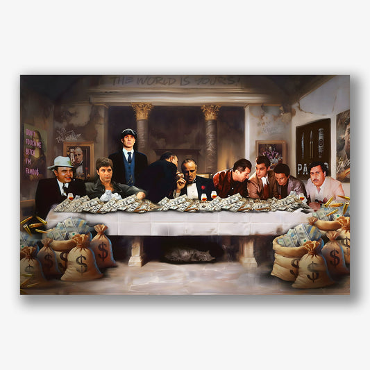 Canvas schilderij met gangsters als muurdecoratie voor stijlvol interieur