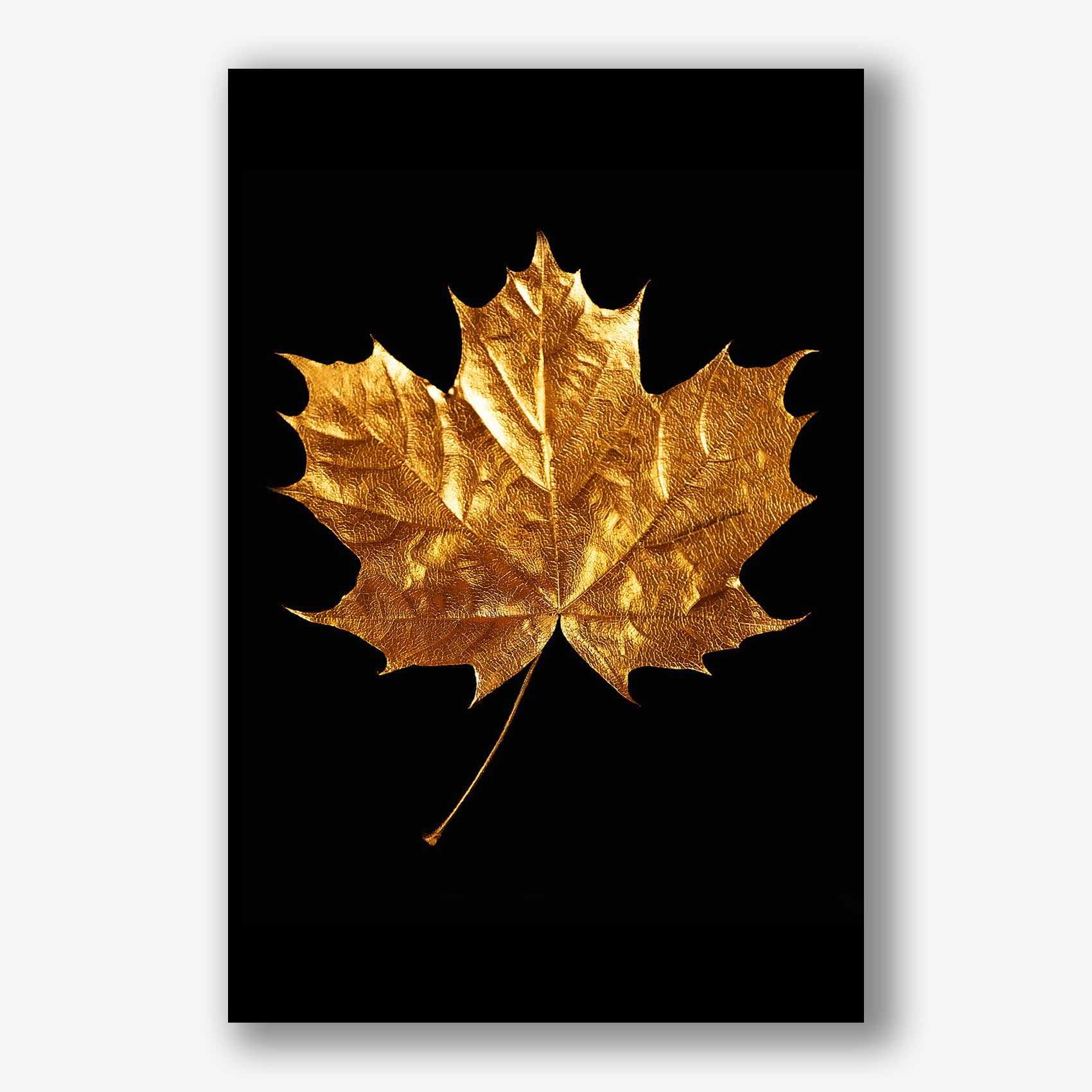 Gouden blad muurdecoratie op zwarte achtergrond voor interieur