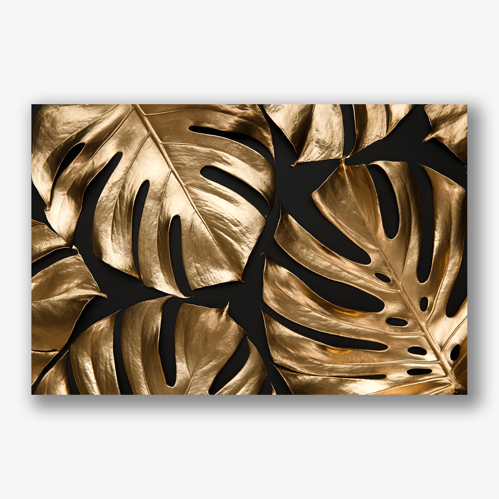 Gouden bladeren schilderij op plexiglas voor luxe muurdecoratie.