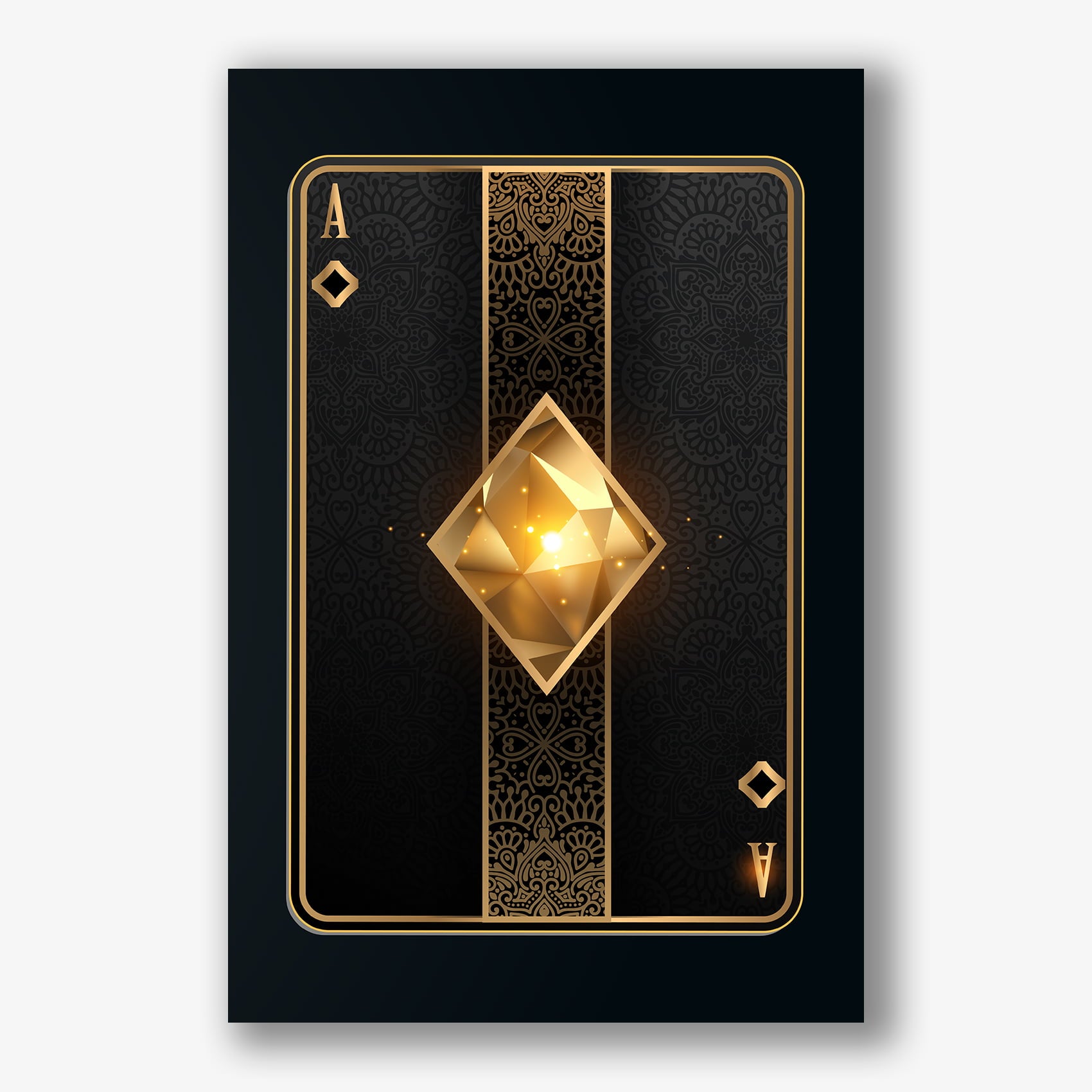 Ruiten aas kaart in goud als luxe dibond wanddecoratie.