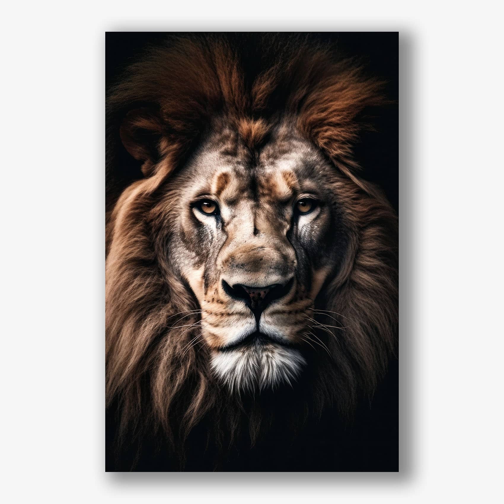 Indrukwekkende muurdecoratie van een leeuw op canvas, perfect voor interieur.