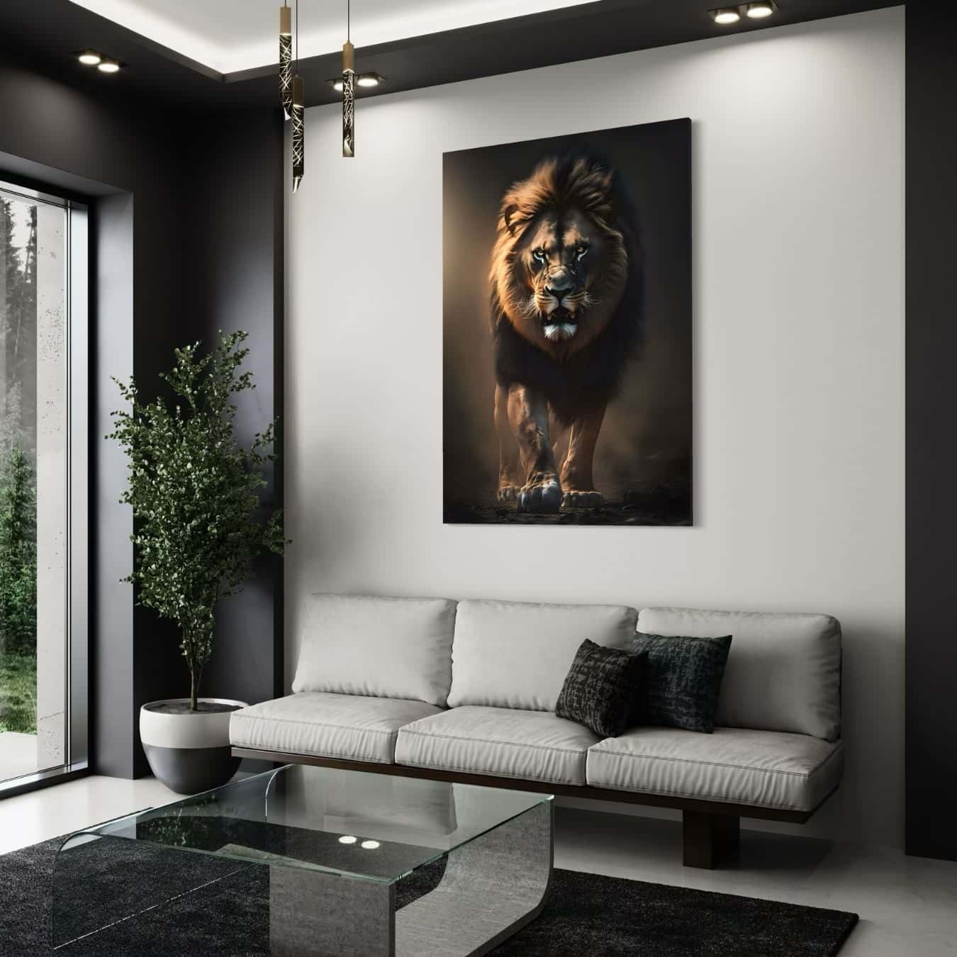Moderne wanddecoratie leeuw voor eigentijdse woning