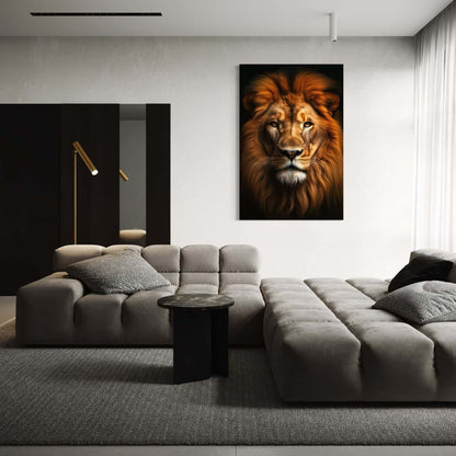 Plexiglas wanddecoratie van een leeuw als opvallend kunstwerk in modern interieur