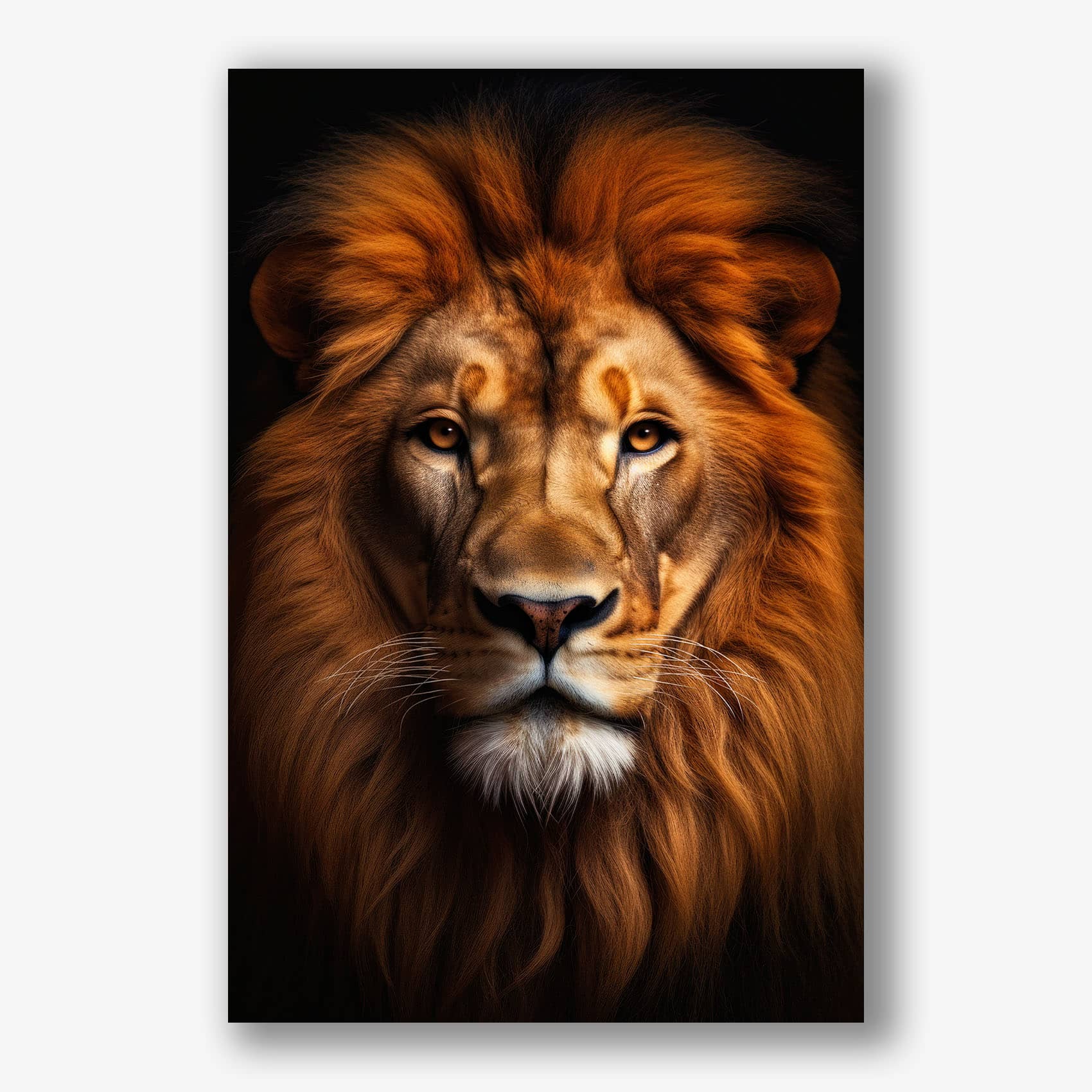 Canvas schilderij van een indrukwekkende leeuw als luxe muurdecoratie voor interieur