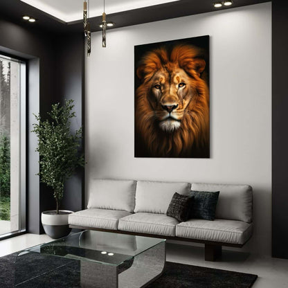 Plexiglas schilderij leeuw als bijzondere muurdecoratie voor sfeervolle slaapkamer