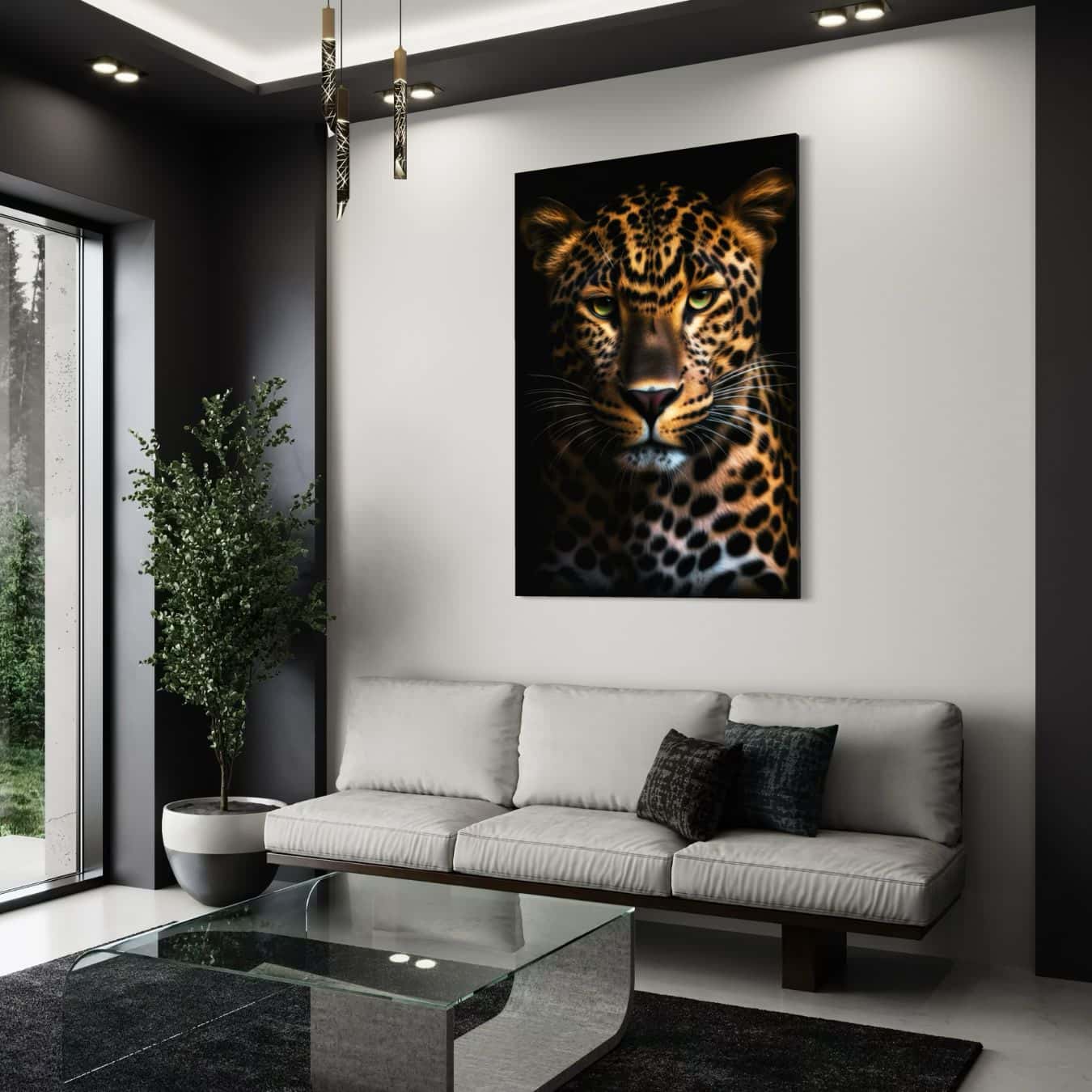 Plexiglas muurdecoratie luipaard voor sfeervolle wanddecoratie in modern interieur