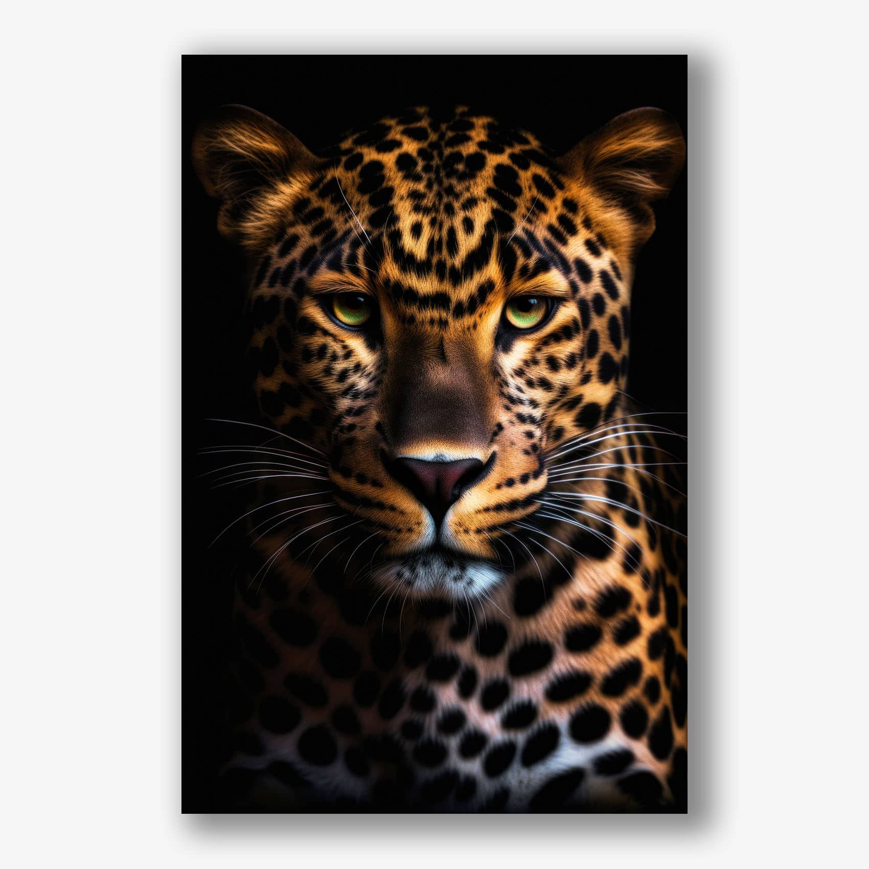 Canvas schilderij van luipaard met intense blik als luxe muurdecoratie interieur