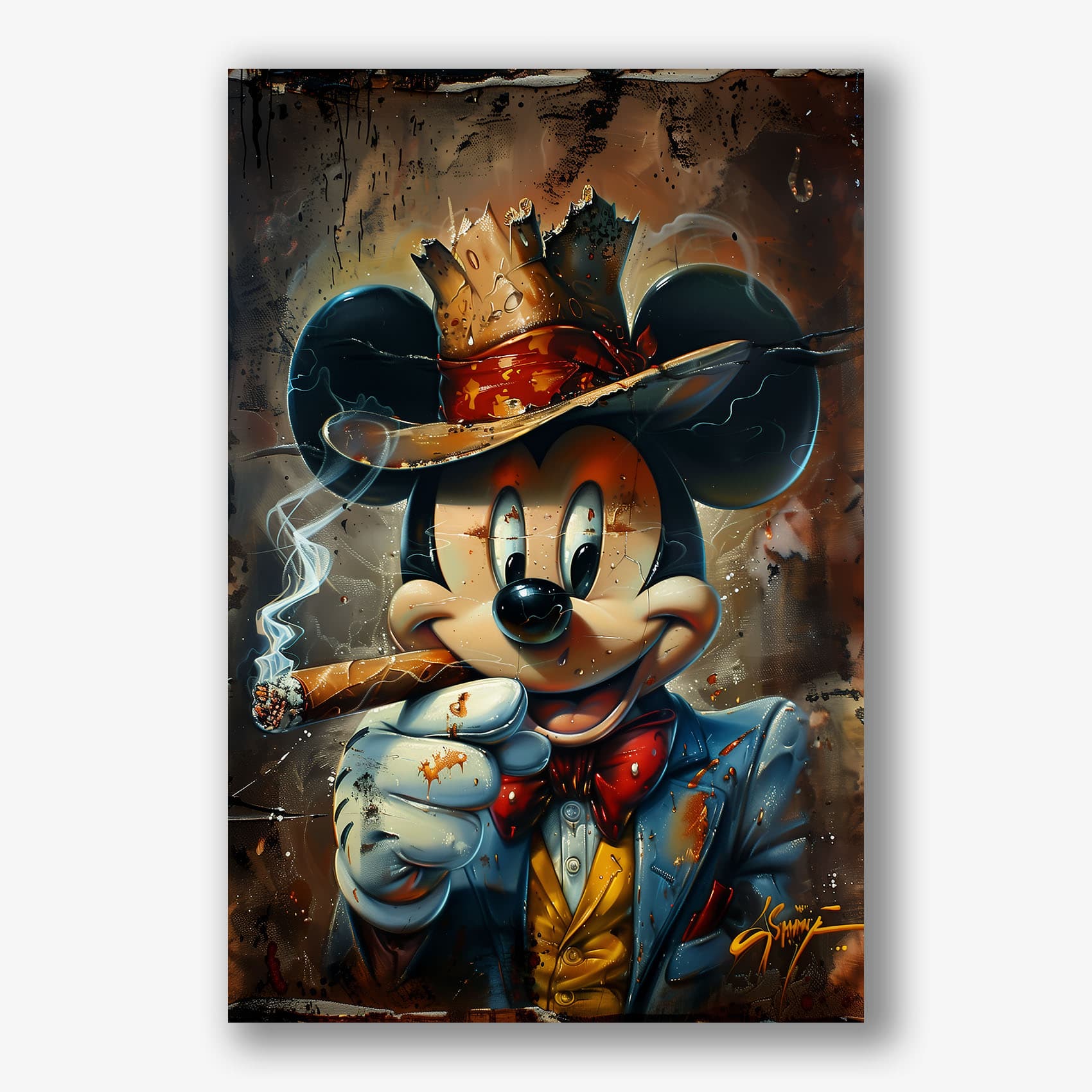 Cartoon schilderij met Mickey Mouse als stoere muurdecoratie op canvas.
