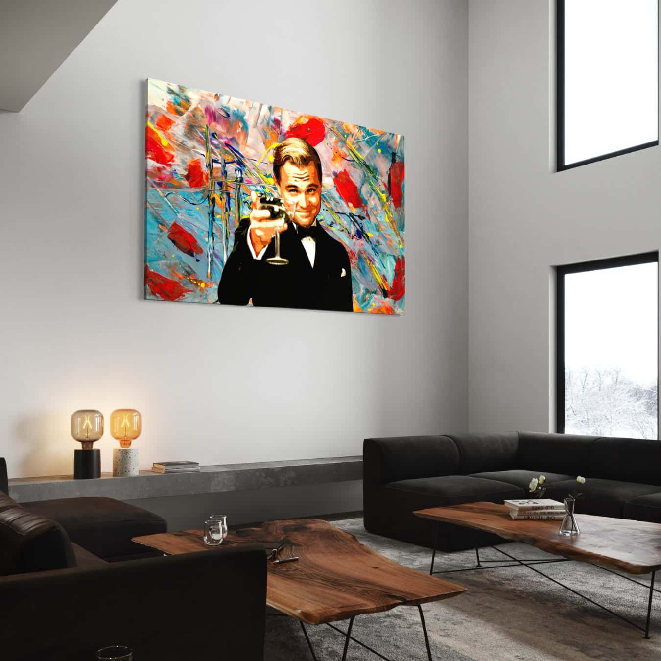 Plexiglas wanddecoratie Gatsby stijl in modern interieur met lichtinval.