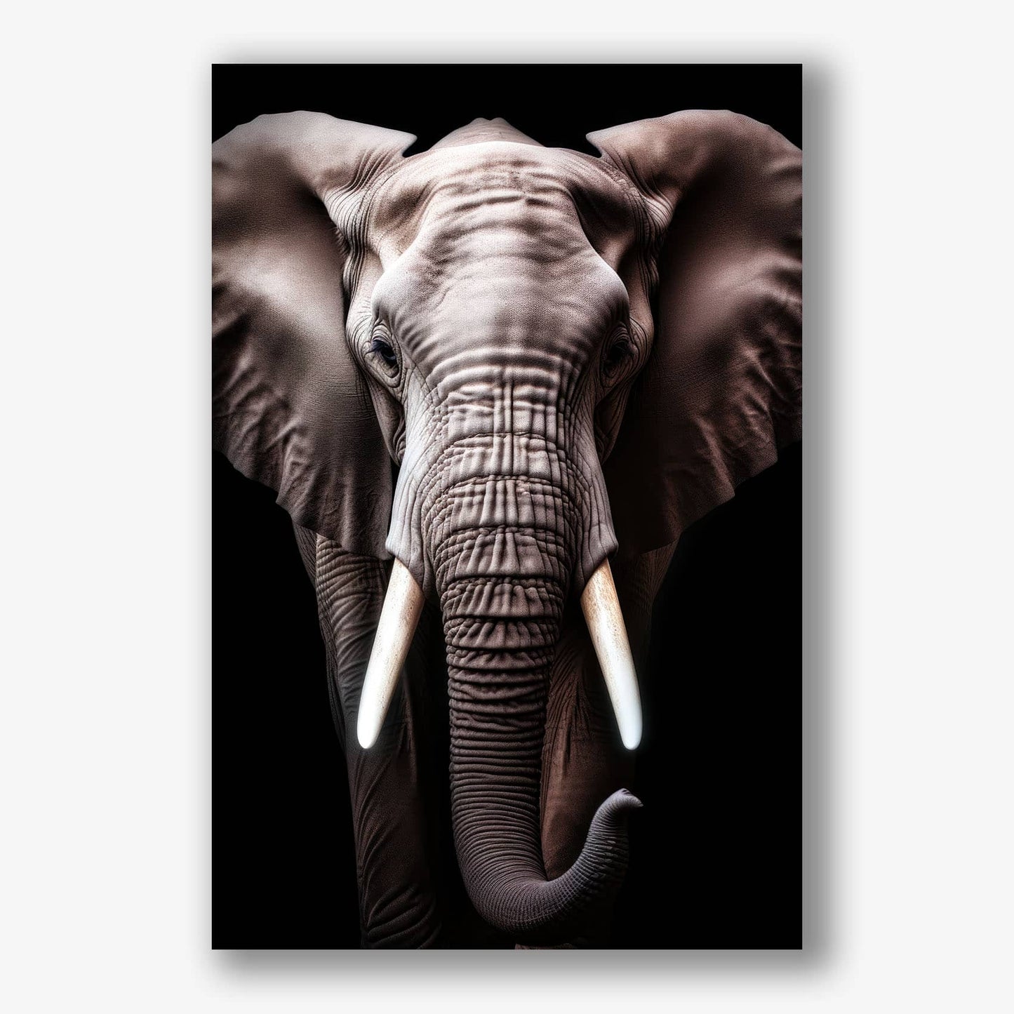 Indrukwekkende muurdecoratie van een olifant op canvas schilderij voor interieur.