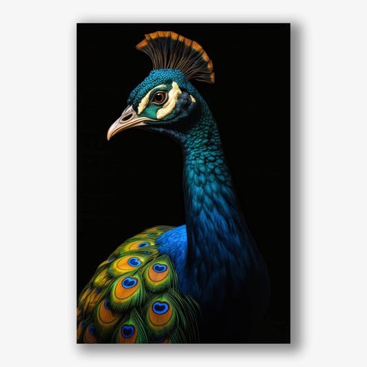 Kleurrijke pauw muurdecoratie op canvas schilderij, perfect voor elk interieur