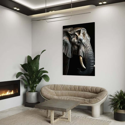 plexiglas wanddecoratie olifant in een interieur met kamerplant