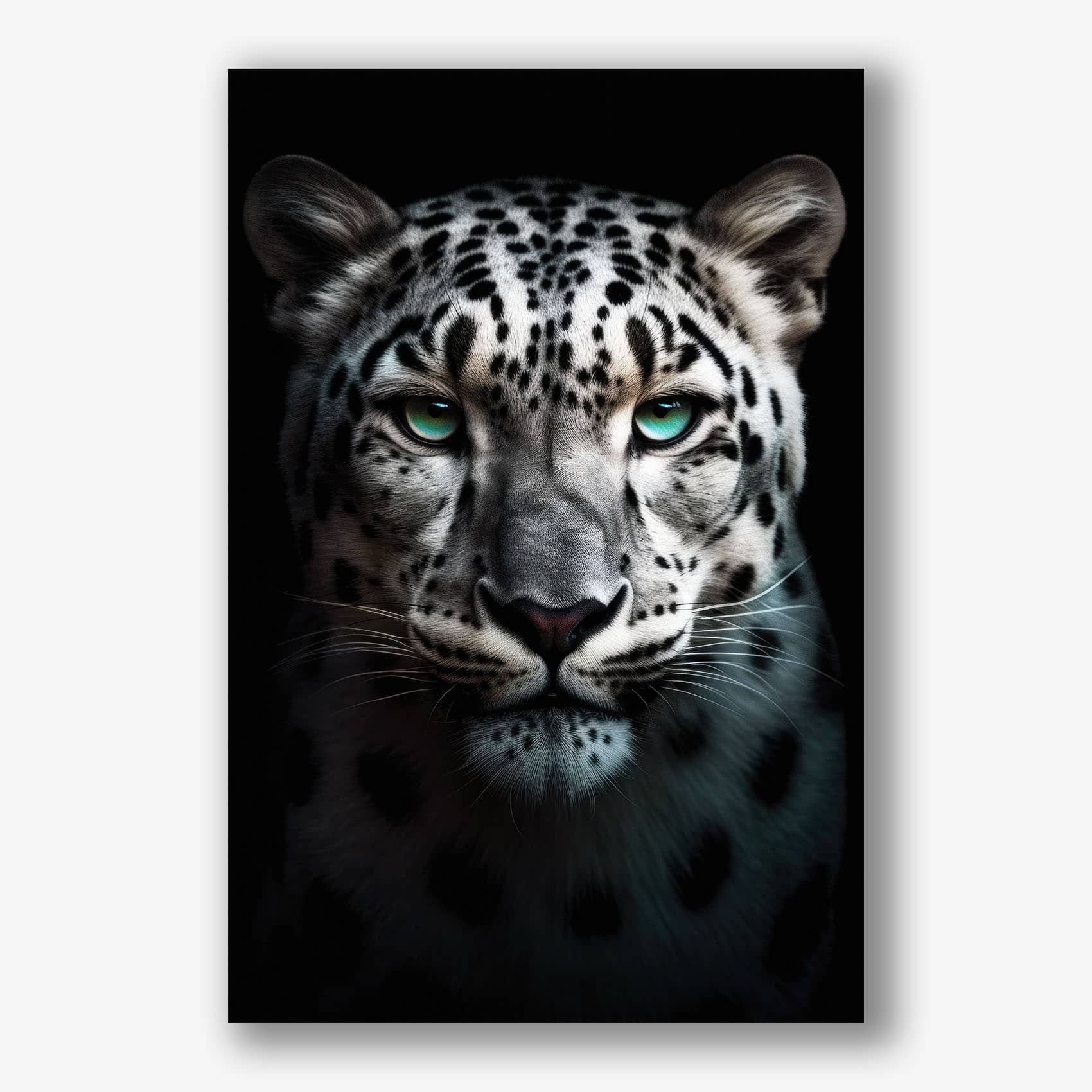 Schilderij van sneeuwpanter op canvas als indrukwekkende muurdecoratie voor interieur