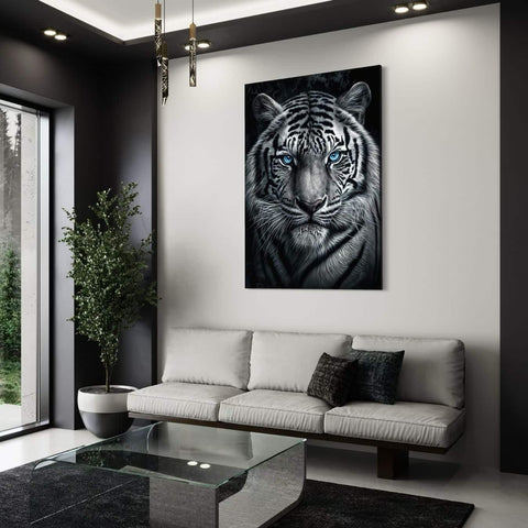 Canvas schilderij van tijger als moderne muurdecoratie voor stijlvol strak interieur