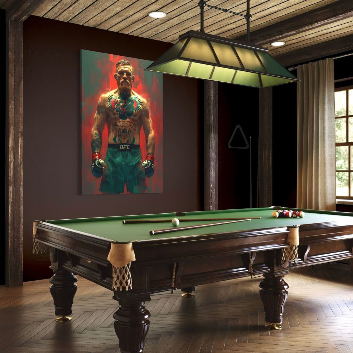 Canvas schilderij van gespierde MMA-vechter in industriële mancave setting