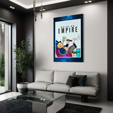 Canvas wanddecoratie Build an Empire in moderne woonkamer interieur.