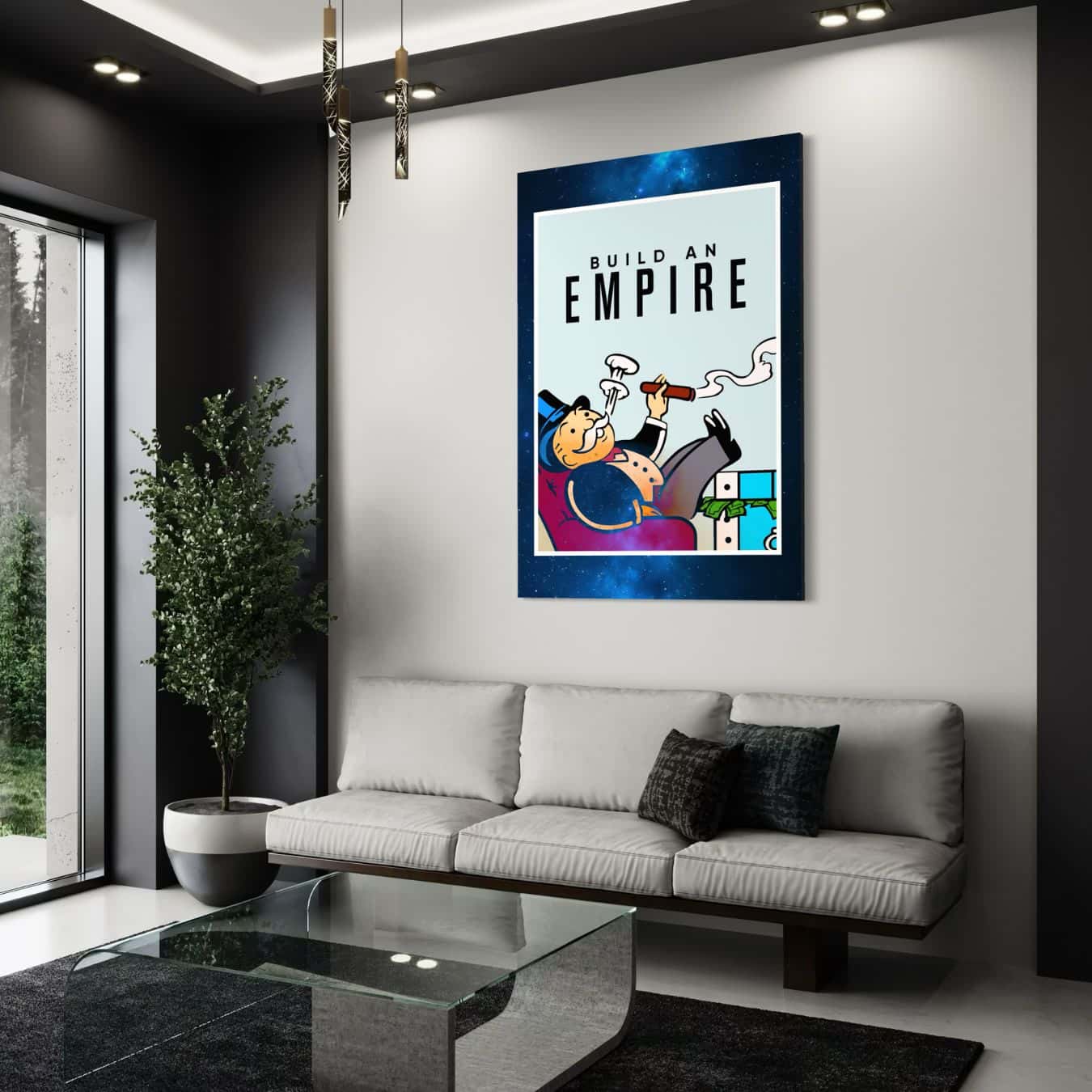 Canvas wanddecoratie Build an Empire in moderne woonkamer interieur.