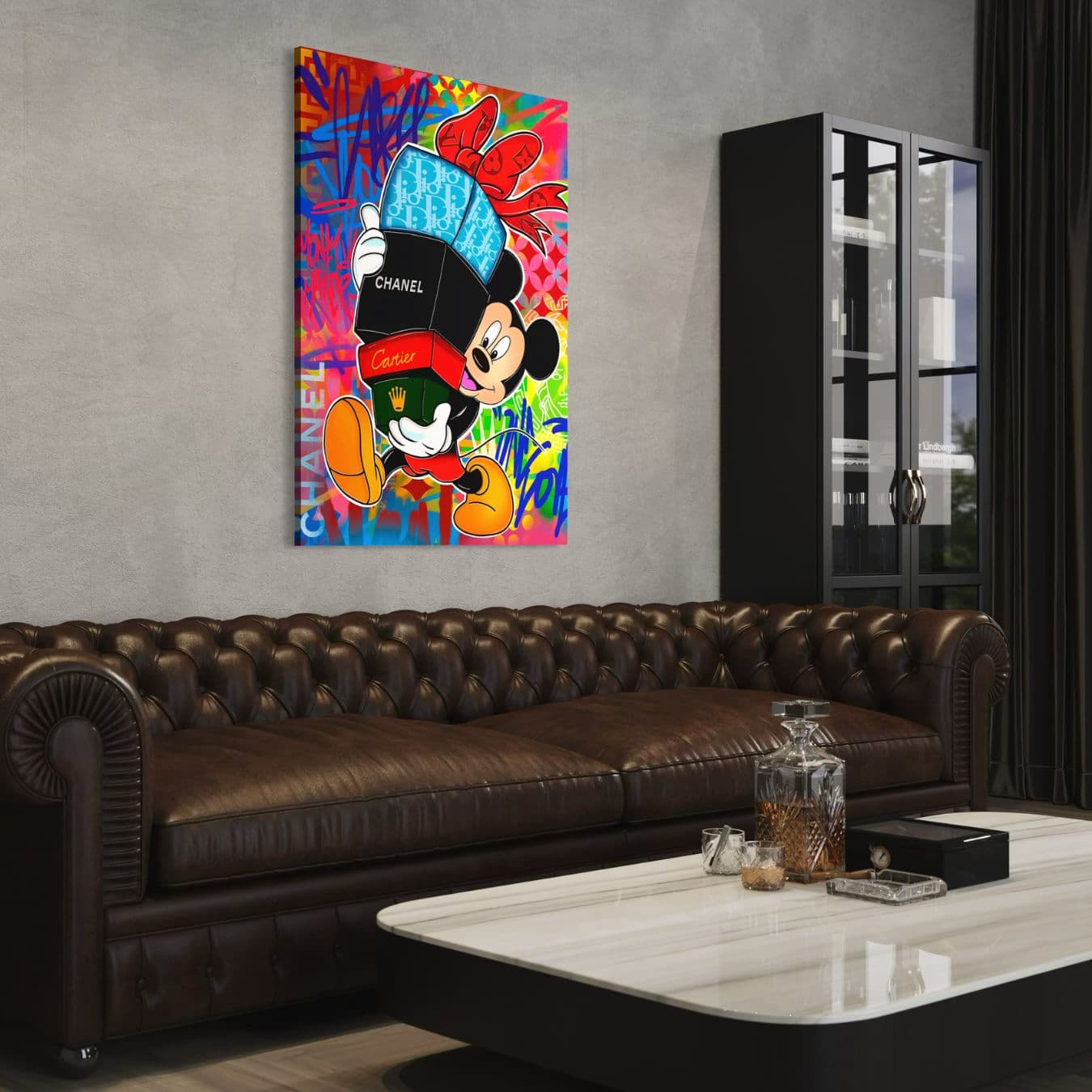 Moderne Mickey wanddecoratie als popart kunstwerk voor interieur