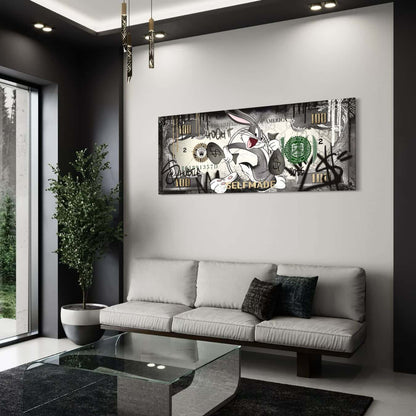 Plexiglas muurdecoratie met cartoon stijl in licht interieur.