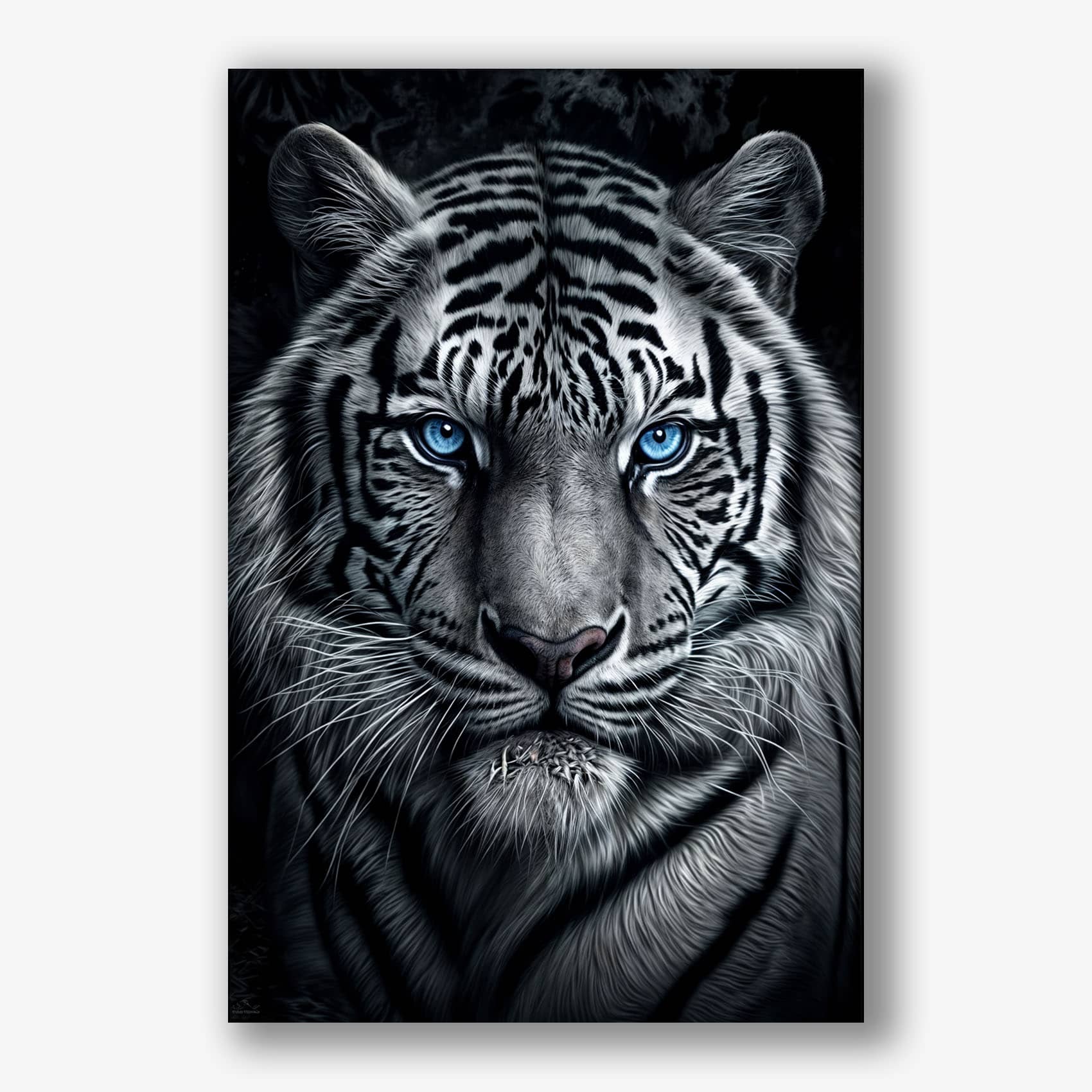 Witte tijger schilderij op canvas als indrukwekkende muurdecoratie voor interieur