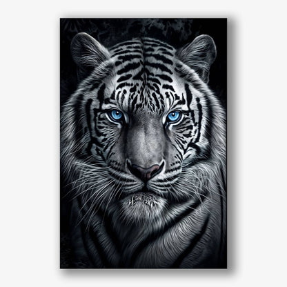 Witte tijger schilderij op canvas als indrukwekkende muurdecoratie voor interieur