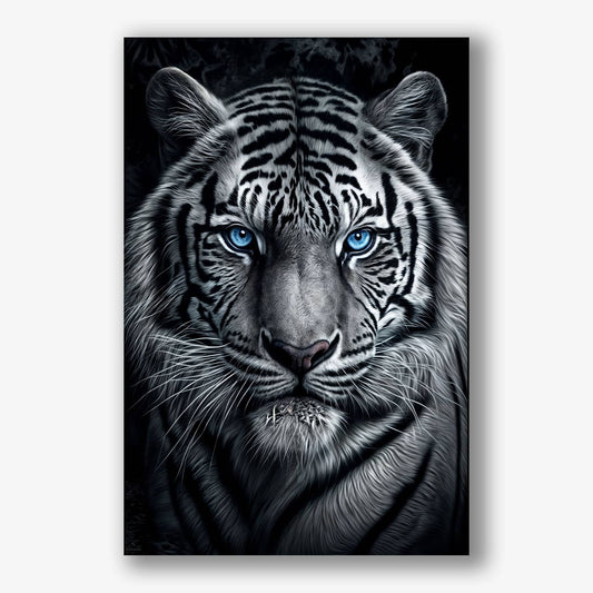 Witte tijger schilderij op canvas als indrukwekkende muurdecoratie voor interieur