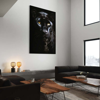 Canvas schilderij van zwarte panter als luxe muurdecoratie voor strak modern interieur