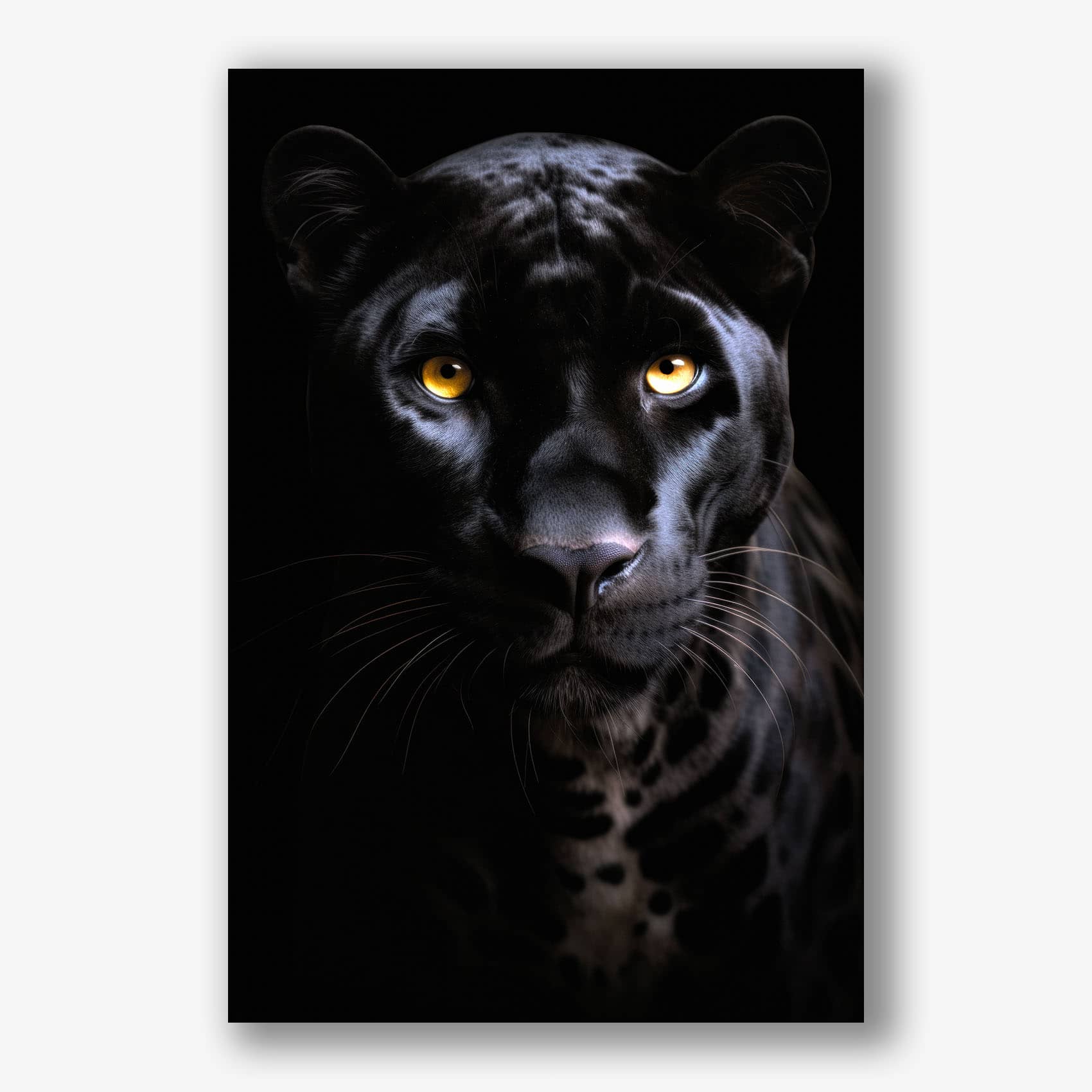 Schilderij van zwarte panter op canvas als elegante muurdecoratie voor interieur