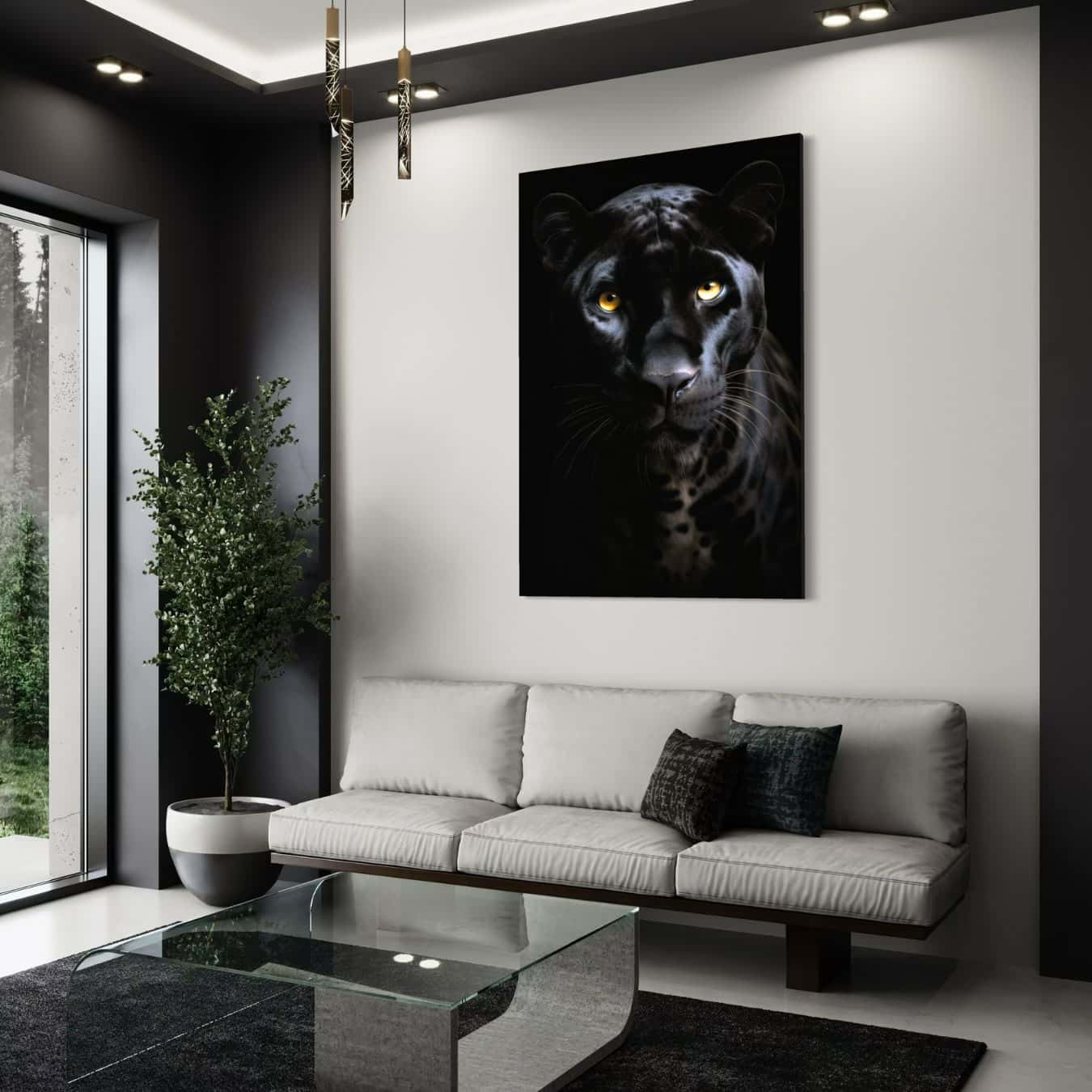 Plexiglas wanddecoratie van zwarte panter als moderne eyecatcher voor luxe interieur